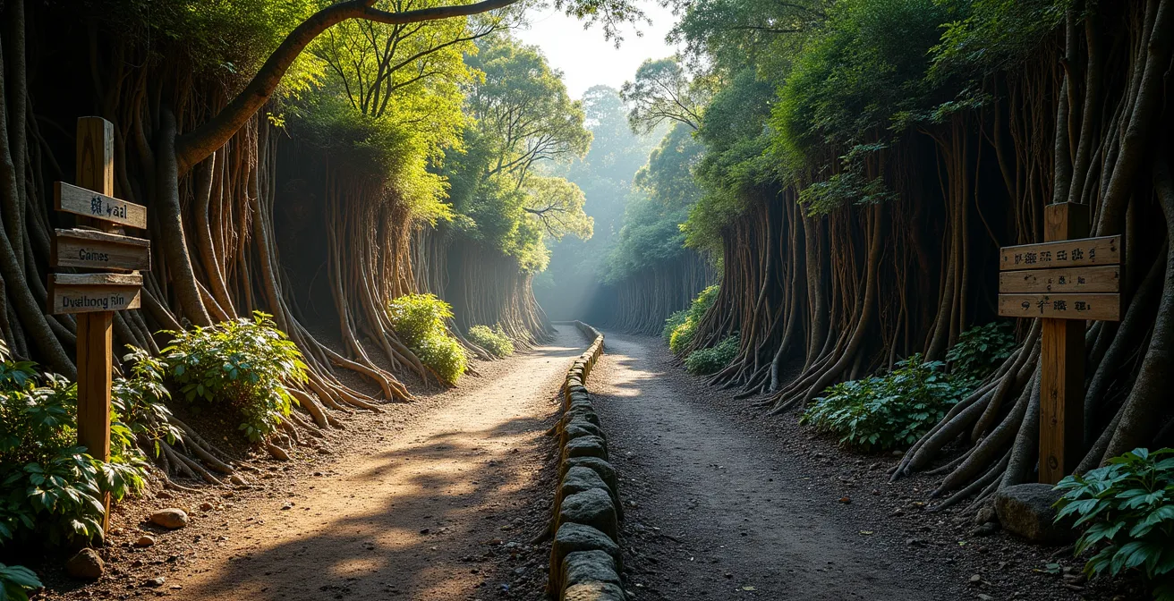 Comparaison visuelle entre un sentier GR aménagé et un ancien sentier marron non balisé à La Réunion